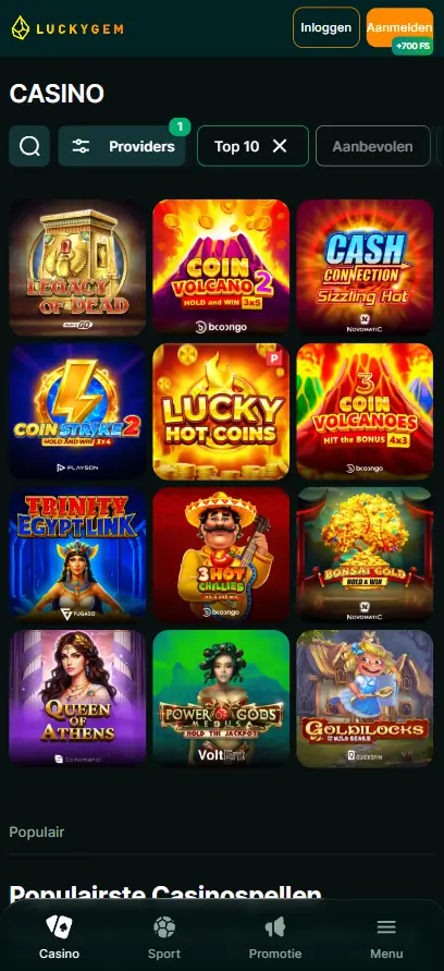 LuckyGem casinospellen en gokkasten overzicht